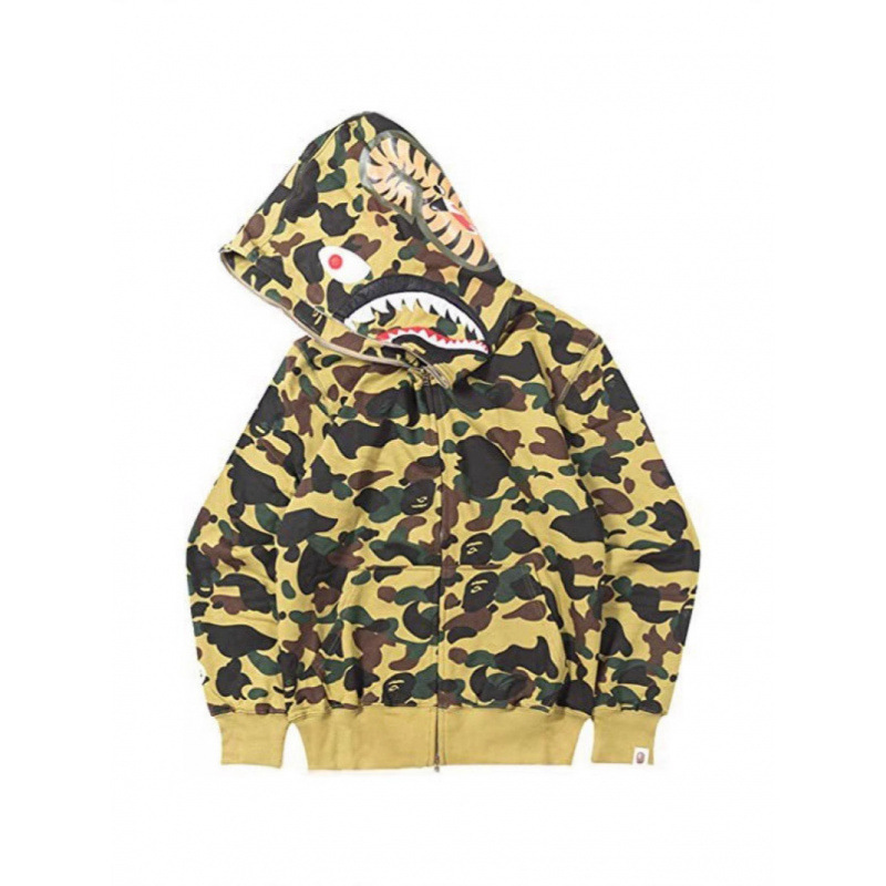 Bape Shark Head Ape Head 3D Sweatshirt Jacket Trendy Brand Printed Zipper Hoodie Hot Sale American Camouflage New Style