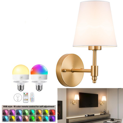 Luz de pared sin cableado transfronteriza americana dormitorio cabecera de cama luz de atmósfera decoración de sala de estar cubierta de lienzo recargable lámpara de pared atenuable