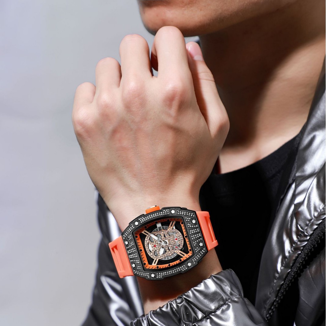 Zido Brand Diamond-Studded Starry Sky Fashion Personality Hollow Gold Ghost Head European And American Style High-End_voghion.com