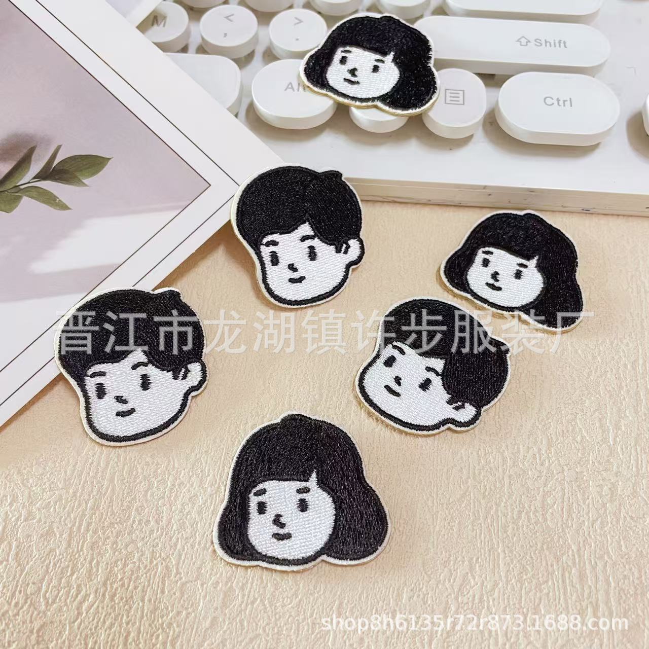 卡通儿童人物头像小号刺绣布贴男女孩装饰包包手机壳衣服DIY自粘