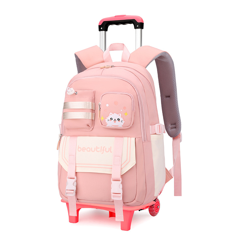 Los fabricantes venden al por mayor las mochilas escolares de trolley para estudiantes de secundaria y secundaria, mochilas de trolley de gran capacidad, bolsas de viaje con ruedas grandes transfronterizas