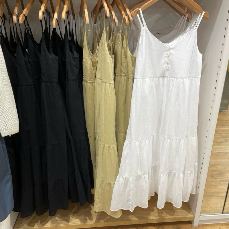 Japanese Single Women's Sweet Girl Skirt Cotton Suspender Skirt Dress Single-Breasted Fluffy Long Skirt New Style 466553 Japanese Single Women's Sweet Girl Skirt Cotton Suspender Skirt Dress Single-Breasted Fluffy Long Skirt New Style 466553