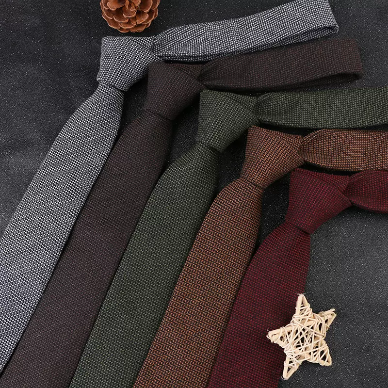 格子日系英伦咖色领带复古休闲学院风手打领带商务正装棉布