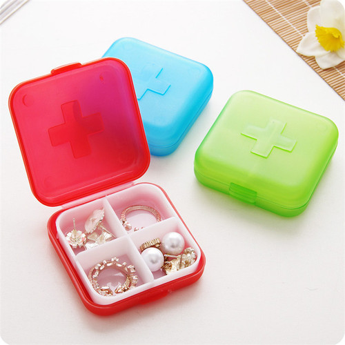 New cross-grid pill box, portable pill box, plastic mini medicine storage box