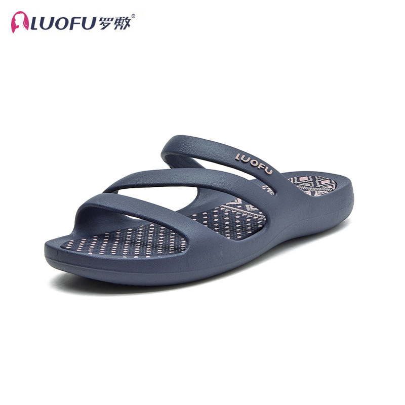 Luo Fu diseño original figura geométrica hebilla superior irregular fondo plano casual sandalias Boken zapatillas madre suave