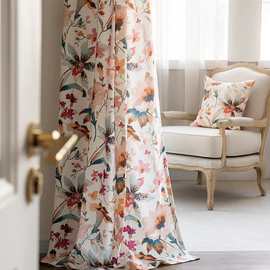 美式乡村田园复古法式浪漫花草加厚棉麻数码印花卧室客厅成品窗帘