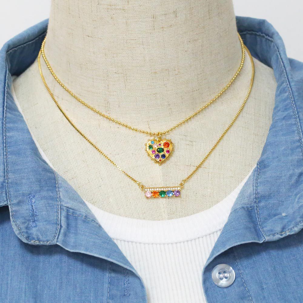 Fashion Geometric Heart Shape Copper Necklace Inlay Zircon Copper Necklaces