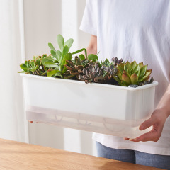 Large Balcony Rectangular Vegetable Planting Pot, Lazy-Style Self-Watering Planter for Growing Vegetables, Strawberries, and Pothos—Made of Durable Plastic