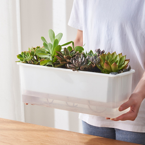 Large Balcony Rectangular Vegetable Planting Pot, Lazy-Style Self-Watering Planter for Growing Vegetables, Strawberries, and Pothos—Made of Durable Plastic