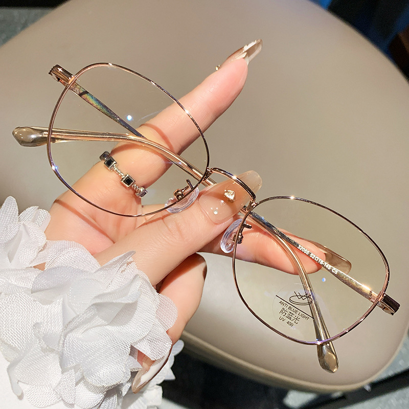 Zhang Liangying's Same Style Glasses for Women, Super Stylish Silver Wire Oval Frame, Suitable for Prescription Lenses, Easy to Match with a Natural Look