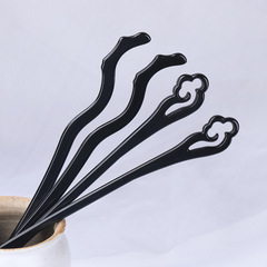 Dark black vintage hairpin, minimalist modern hair accessory for updo hairstyles—perfect for everyday buns and as a charming addition to Hanfu or Qipao outfits.