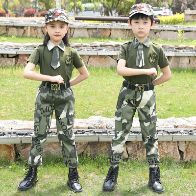 小學生班服夏令營迷彩兩件套運動短袖六壹兒童節演出服幼兒園園服