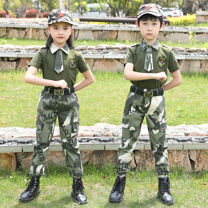 小學生班服夏令營迷彩兩件套運動短袖六壹兒童節演出服幼兒園園服