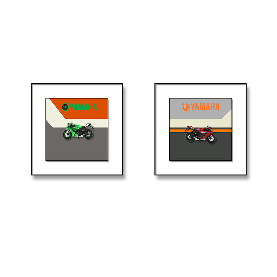Motocicleta pintura decorativa simple pasillo mural sala de estar pintura decorativa tridimensional coche real aleación modelo de pintura