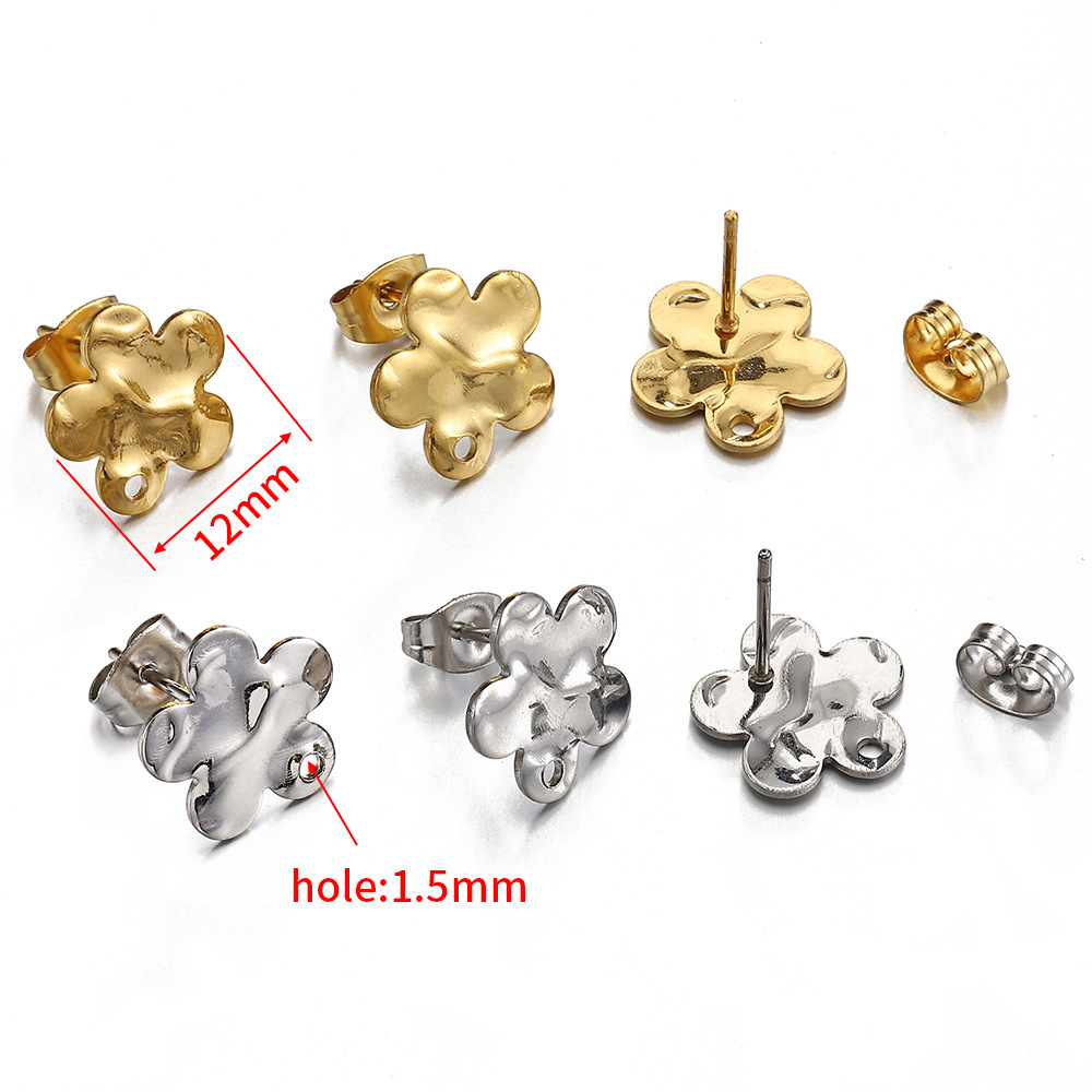 10g Weight Earring Findings Jewelry Making Type 12mm Jewelry Making Size 10 PCS/Package 12mm 304 Stainless Steel Flower Earring Findings DIY Ornament Accessories