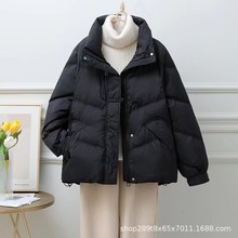 羽绒服女短款2023年冬季新款韩版时尚白鸭绒A字版斗篷外套面包服