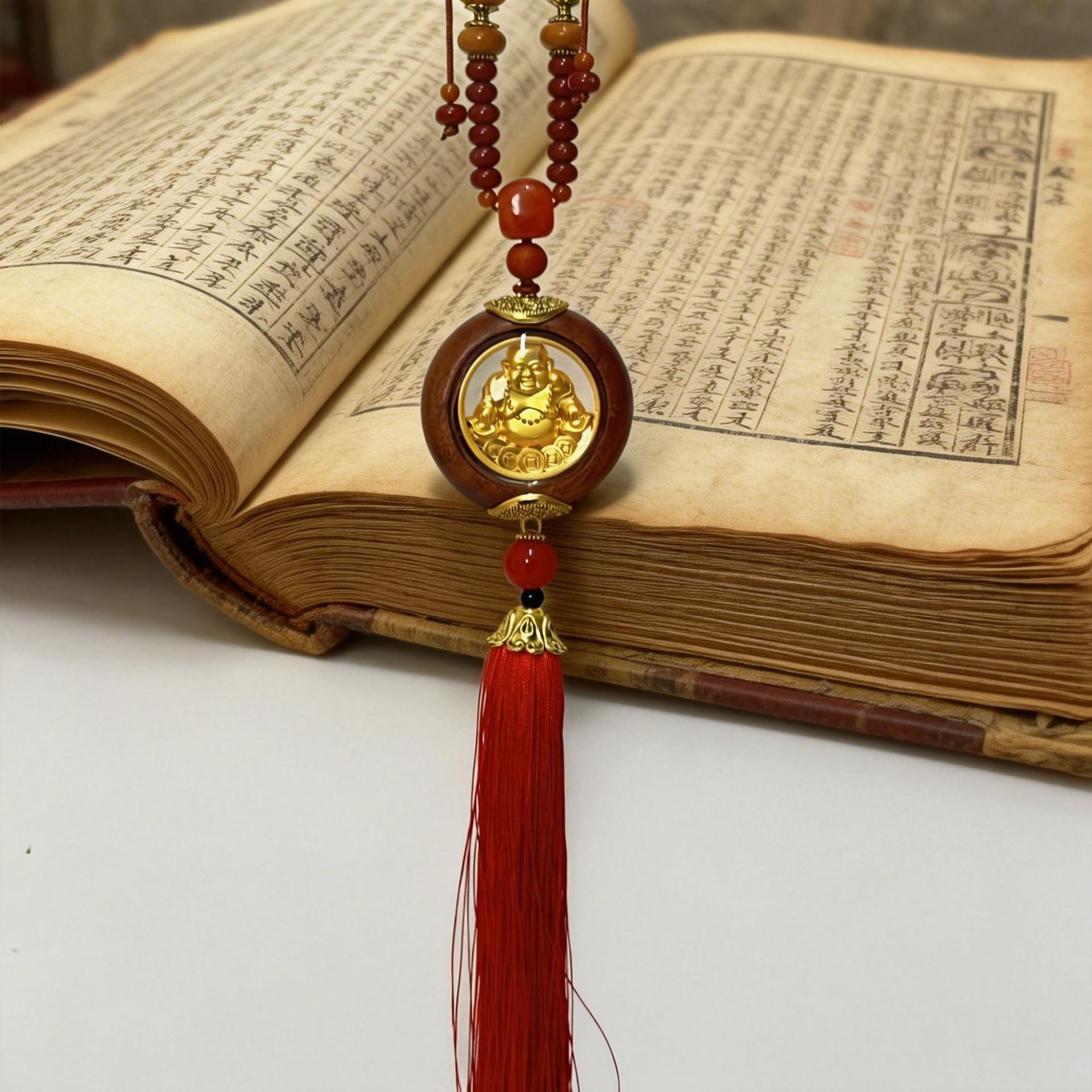 New Car Interior Decoration Pendant Made of Rosewood with Double-Sided Crystal for Office, Living Room, and Car Decoration