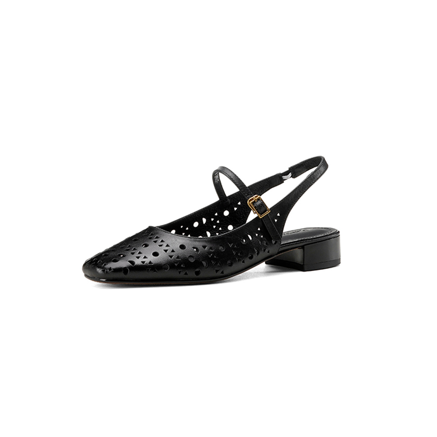 Sandal nữ hở mũi gót thấp quai ngang đế bệt — đen chi tiết 24