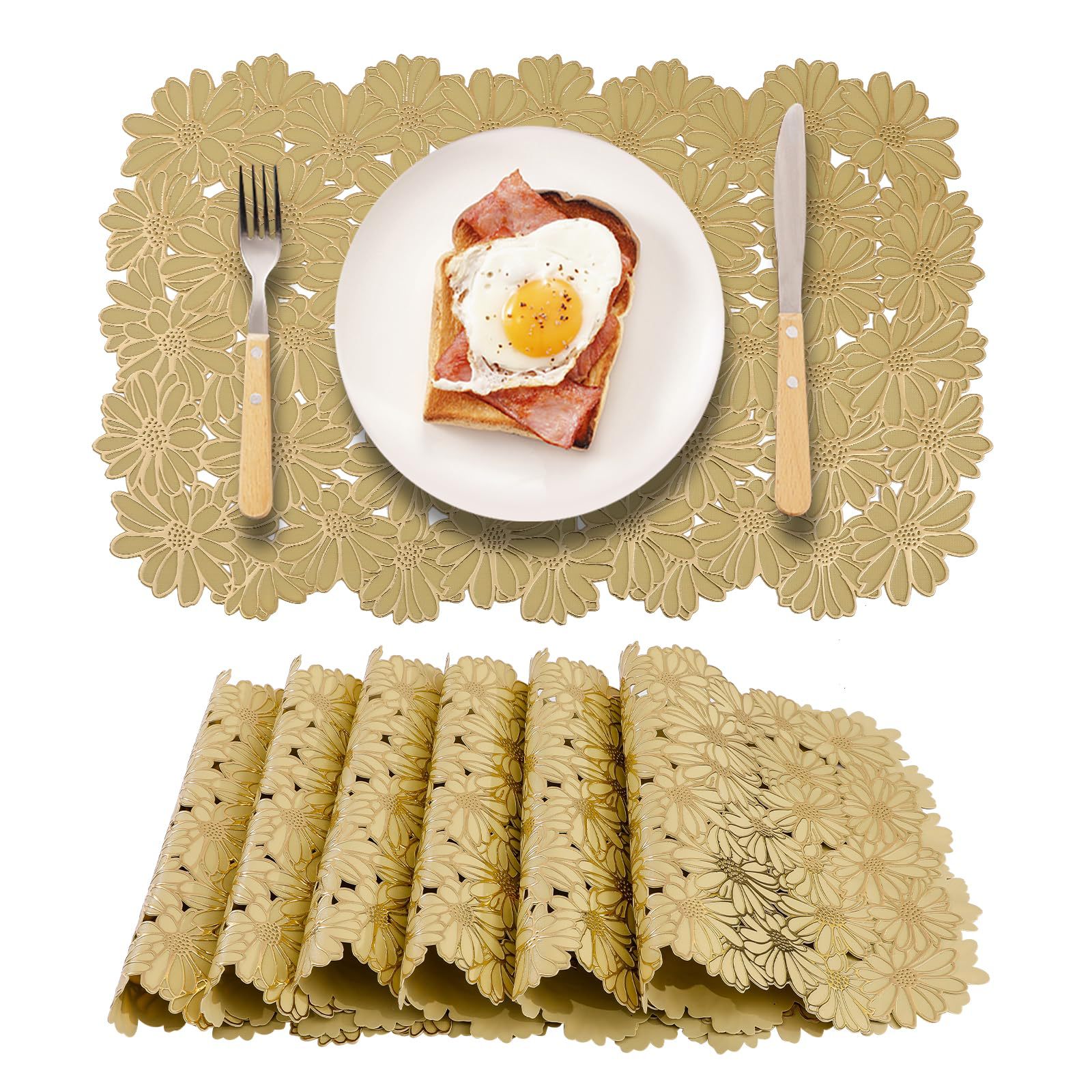 Alfombra de mesa de oro aislante de calor alfombra de mesa de PVC aceite impermeable flores Amazon Xiao Yan explosión sólida alfombra de mesa occidental