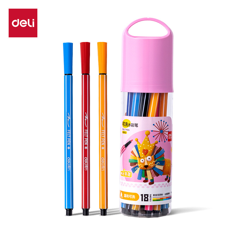 Bolígrafos de acuarela Deli Wishing Bottle, 12/18/24/36 colores, bolígrafos de acuarela lavables, bolígrafos de dibujo para niños.