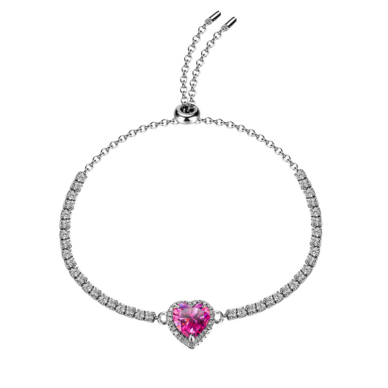 925 pulsera de plata moissan pulsera de diamante moissan simple corazón de mujer transmisión en vivo fábrica directa chatter transmisión en vivo