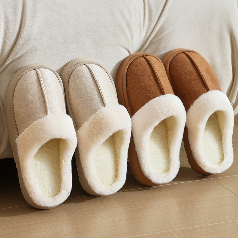 Cotton Slippers for Women, Indoor Home Use, Non-Slip, Winter, New Style for Couples, Warm Plush Slippers for Men
