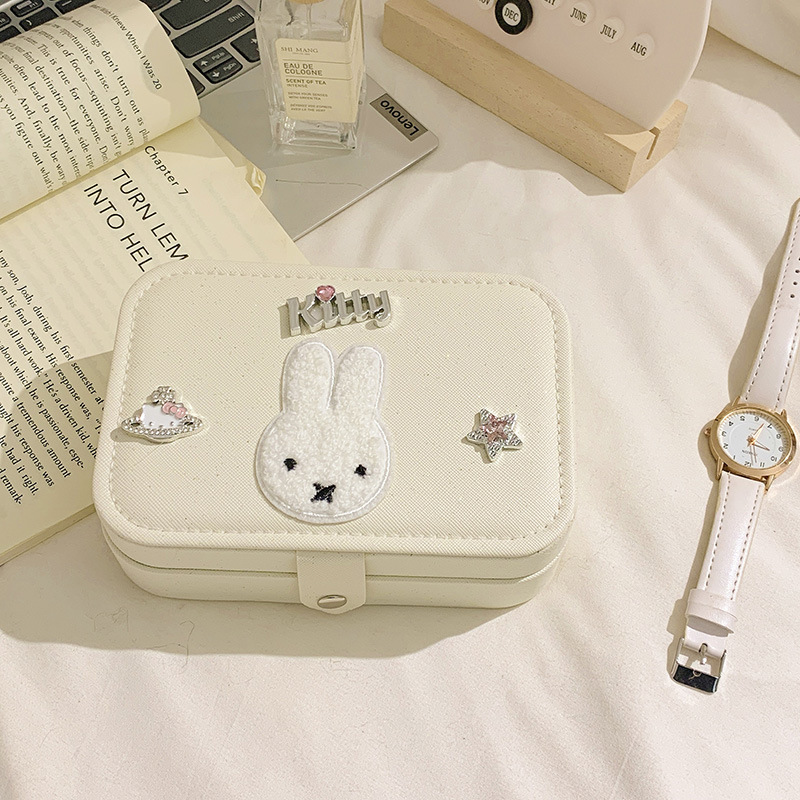 Miffy conejo caja de joyería pendientes anillo collar joyería caja de joyería de gran capacidad dibujos animados portátiles de alto nivel lindo