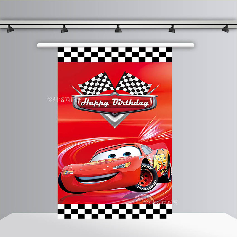 Amazon New Lightning McQueen Children's Birthday Theme Photography Background Cloth Cross-border Decoration Banner