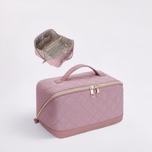 NEW定制化妆包潮流手提PU间棉化妆包菱格风琴收纳包手提洗漱包