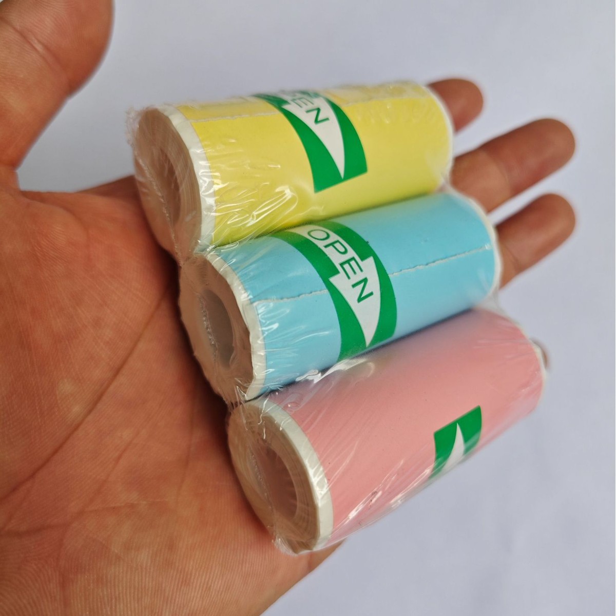 Mini impresora de papel térmico 57*25mm, etiqueta autoadhesiva, papel colorido, papel para recibos de caja registradora, papel para imprimir etiquetas