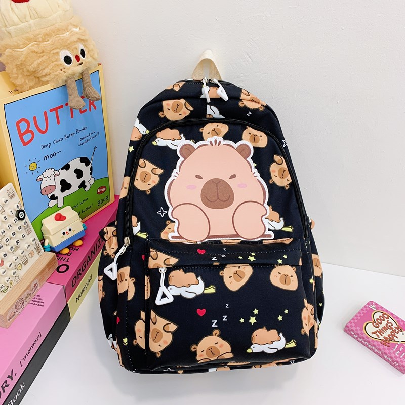 Mochila de dibujos animados para niños y niñas, lindas mochilas para estudiantes de jardín de infantes Capibara, mochilas para niños de gran capacidad.