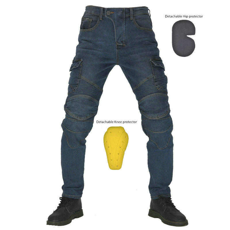 Los productos genuinos pantalones de Ciclismo de los hombres de verano motocicleta resistente a la gota Knight equipo Cuatro Estaciones estiramiento Denim ejército verde pantalones de carreras