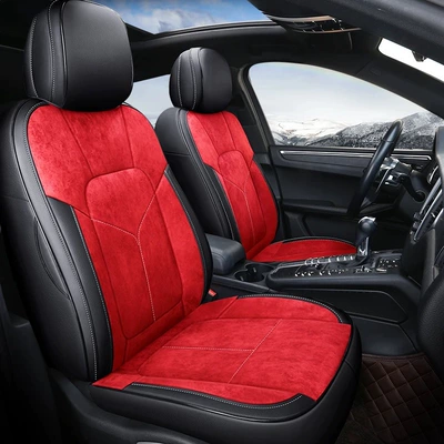 Modelə uyğun (Original) oturacaq örtükləri Seat Covers - suede-black-and-red-five-seats-fully-surrounded-in-front-and-rear-rows