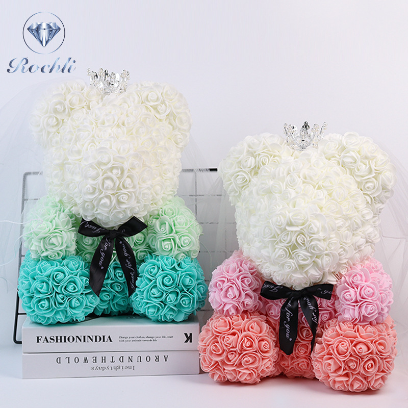 Perpetual Rose Bear Crown Head Scarf for Girls - Teacher's Day Gift - Artificial Flower Bear Rose Rose Bouquet