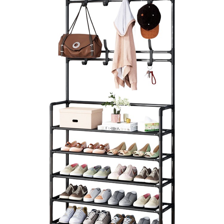 Estante de zapatos doméstico puerta de entrada simple armario de zapatos multicapa almacenamiento a prueba de polvo percha de ropa percha de ropa integral alquiler