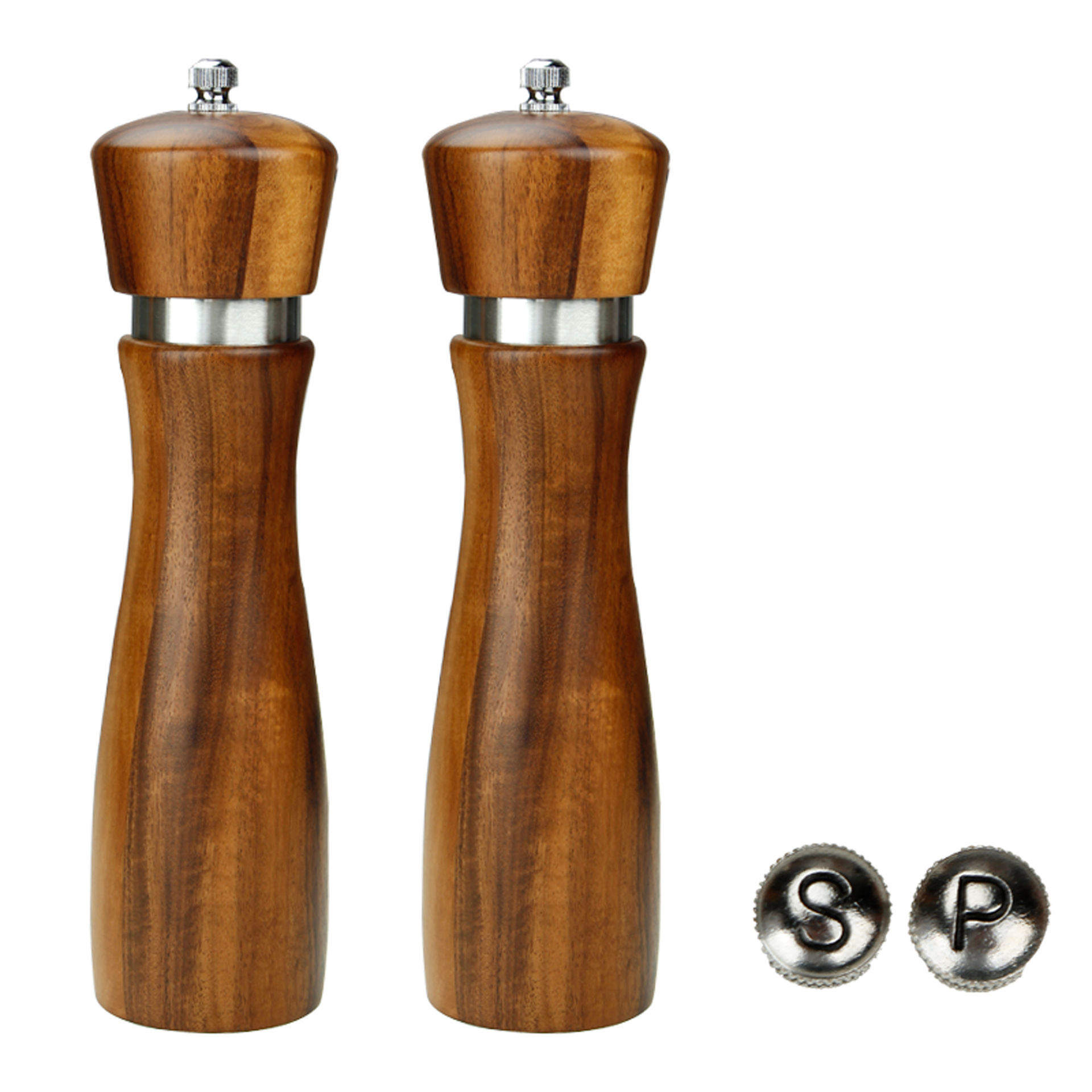 8-inch acacia wood steel ring double