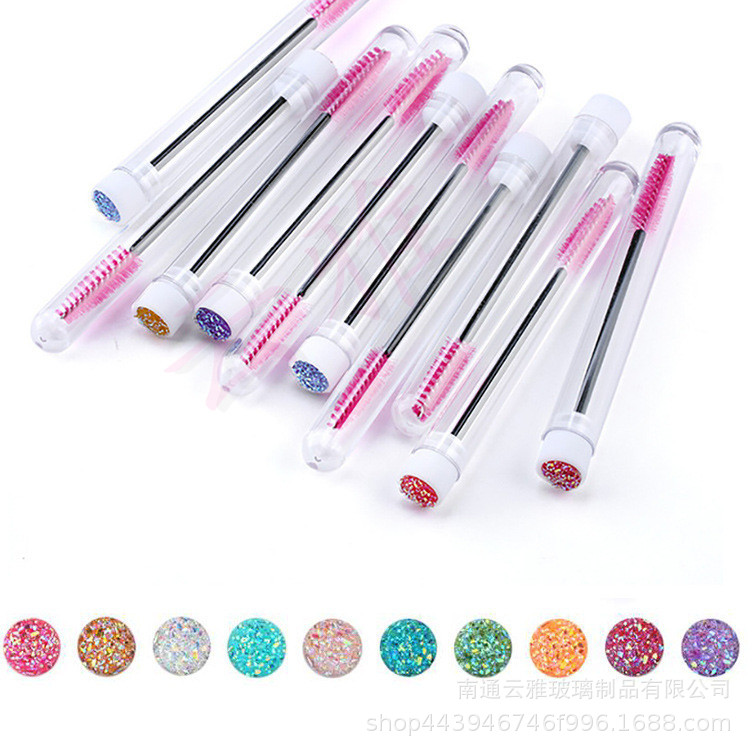 云雅外贸睫毛刷试管睫毛刷独立多色可选可定睫毛刷管装带钻睫毛梳