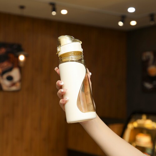 Travel Cup Sports Cup Double Layer Plastic Cup Straw Handle On-the-Go Cup Wholesale Water Cup Summer Bottle