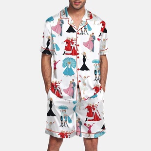 D 57331 Monkey Print Summer Pajama Set ����ӡ���Ҿӷ�