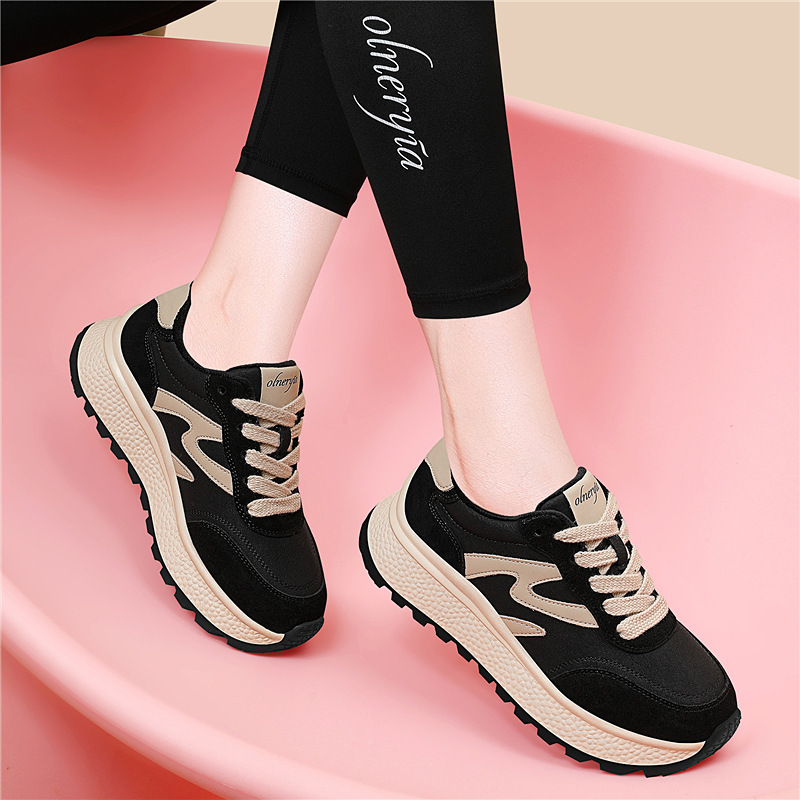 Thick-Soled Forrest Gump White Sneakers for Women, New Autumn Style, Versatile, Lightweight, Breathable, Genuine Leather, Lace-Up, Casual, Trendy Thick-Soled Forrest Gump White Sneakers for Women, New Autumn Style, Versatile, Lightweight, Breathable, Genuine Leather, Lace-Up, Casual, Trendy