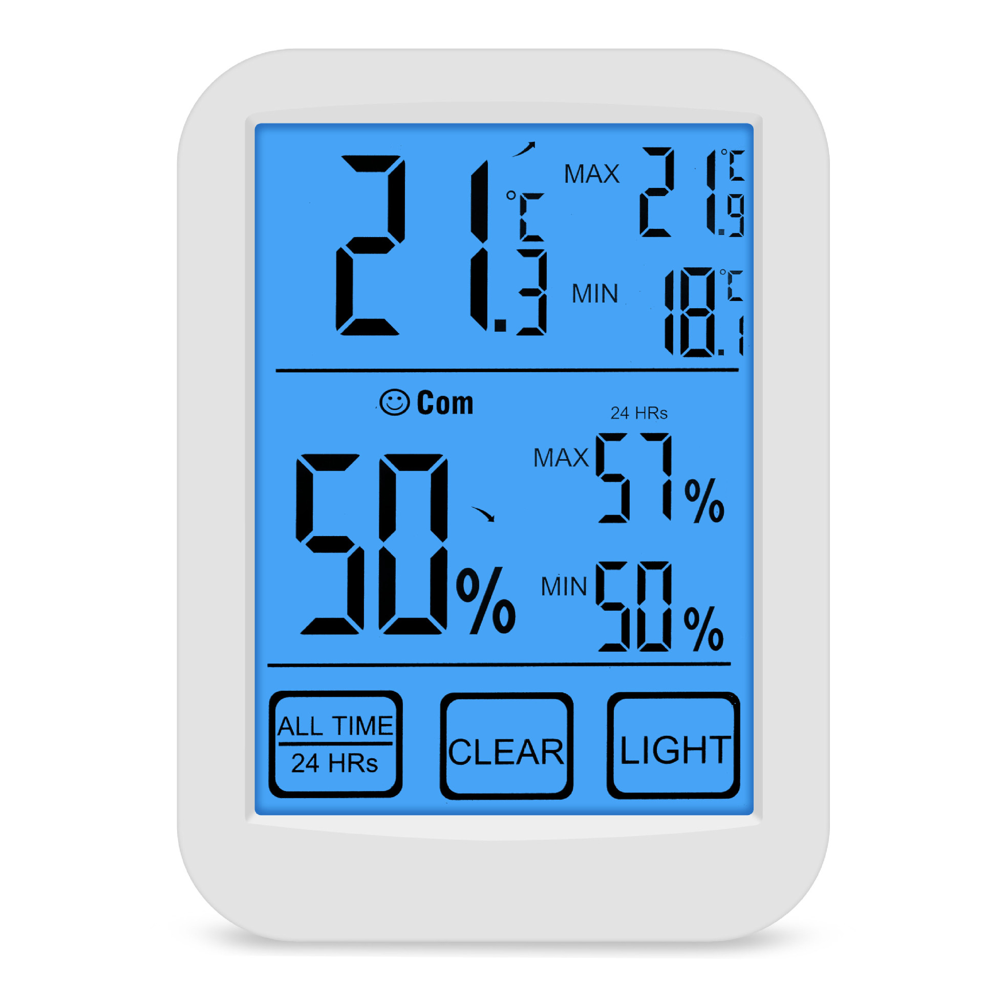 KIMTOKA电子夜光时间日期响铃舒适度多功能室内外温湿度计TH031