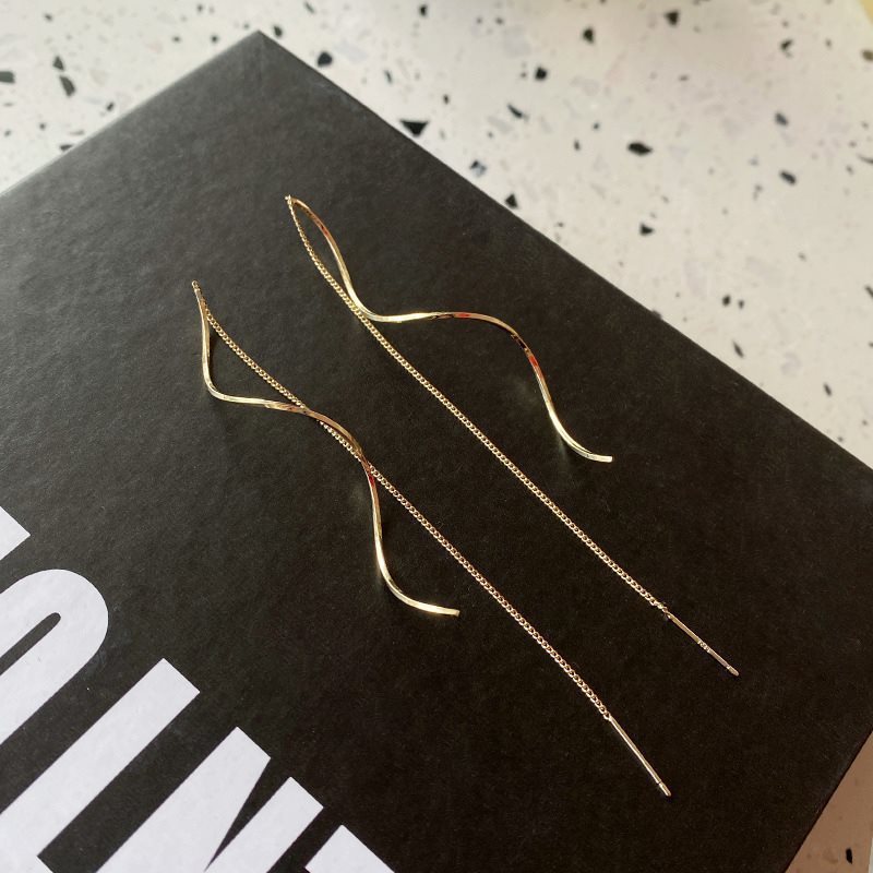 ondas largas simples pendientes de orejas para mujeres 2024 nuevo estilo de moda espiral perilla de aire pernos de orejas image 5