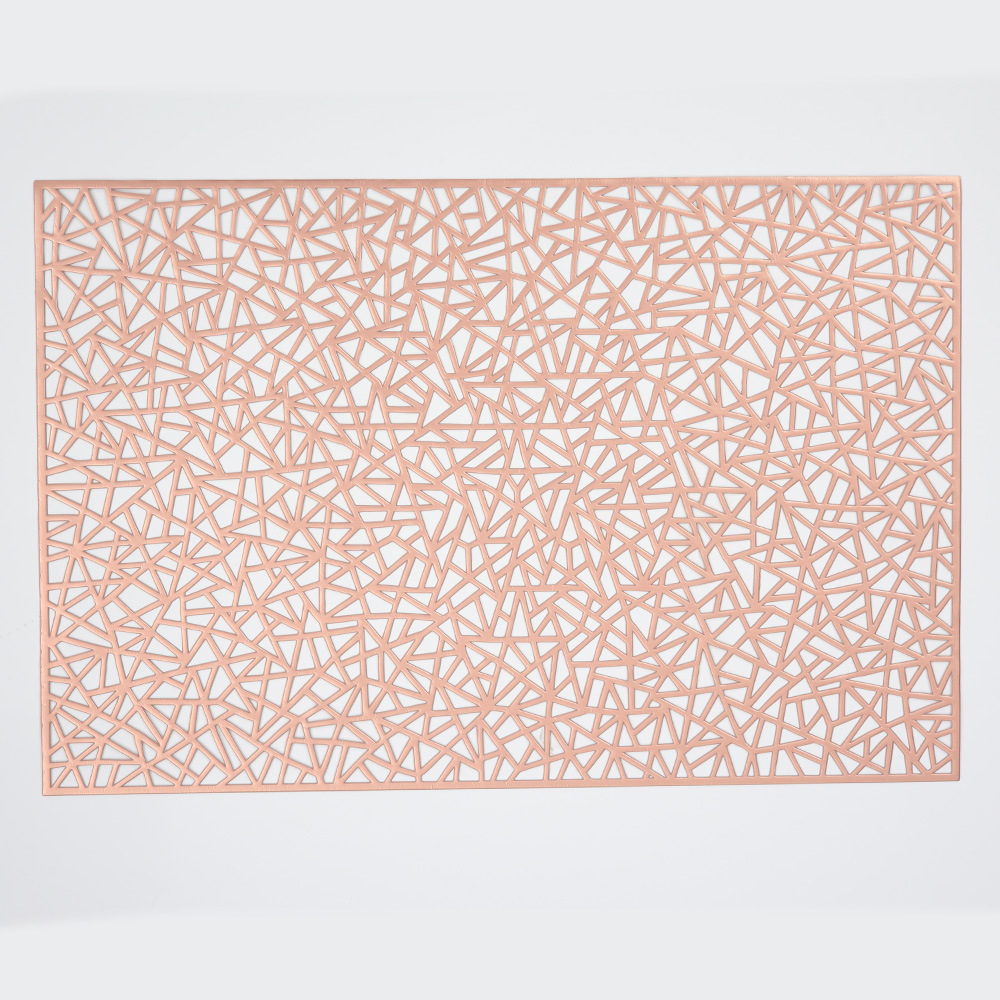 Geométrico hueco placemat multicolor dorado PVC Western placemat oro y plata decorativo posavasos antideslizante aislamiento estera lavable