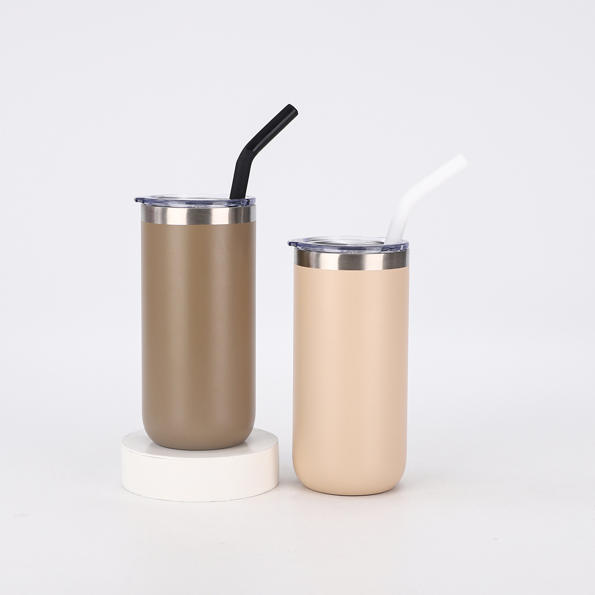 Cross-border 304 taza de aislamiento al vacío de acero inoxidable simple con taza recta de paja de oficina de negocios de alto valor facial taza de mano