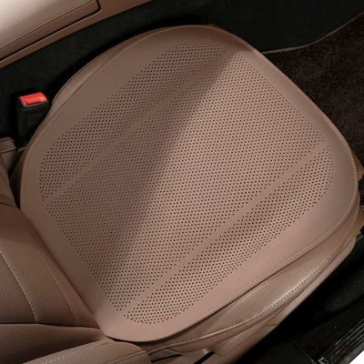 Car seat cushion universal four-season single-piece half-pack seat ventilated and breathable summer rear main driver seat cushion cover three-piece set (Seat cushion, seat cover) - a-thin-section-chestnut-brown-front-row-leaflet
