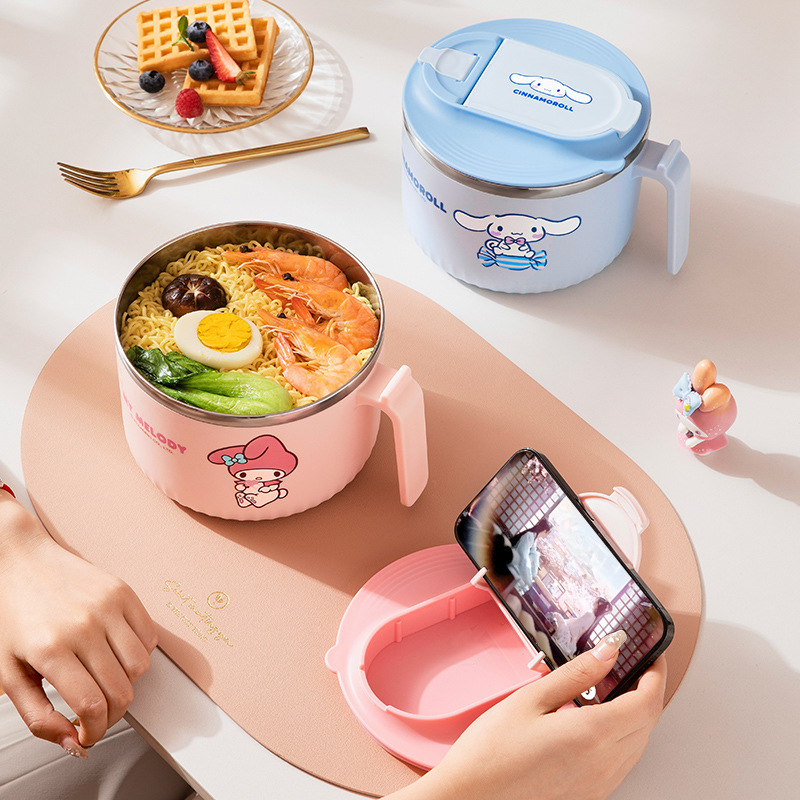 サンリオ大容量カップラーメン碗蓋付き寮可愛い弁当箱小学生用インスタントラーメン専用アニメ弁当箱|undefined