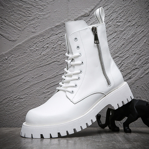 Fleece-lined Martin Boots for Men, Autumn/Winter New Arrival: Thick-Soled Outdoor Zip-Up Boots—Casual Mid-Calf Style, Made-to-Order from Wenzhou