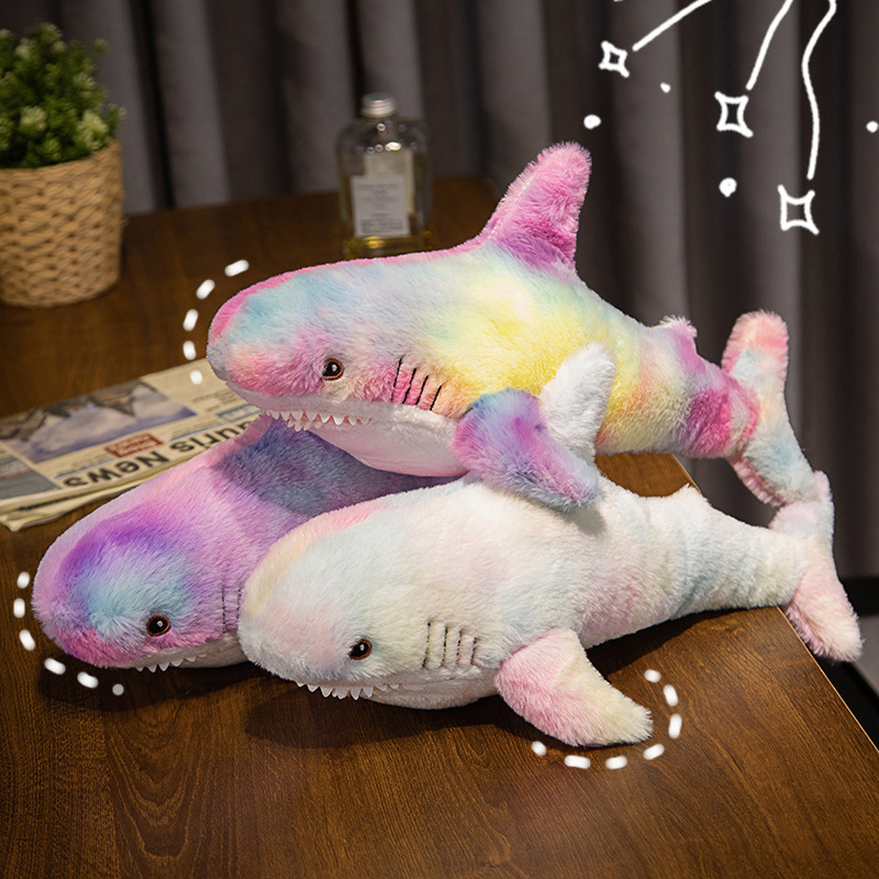 Shark Pillow Plush Toy Colorful Shark Doll Sleeping Doll Doll Cushion Birthday Gift Cross-Border Wholesale