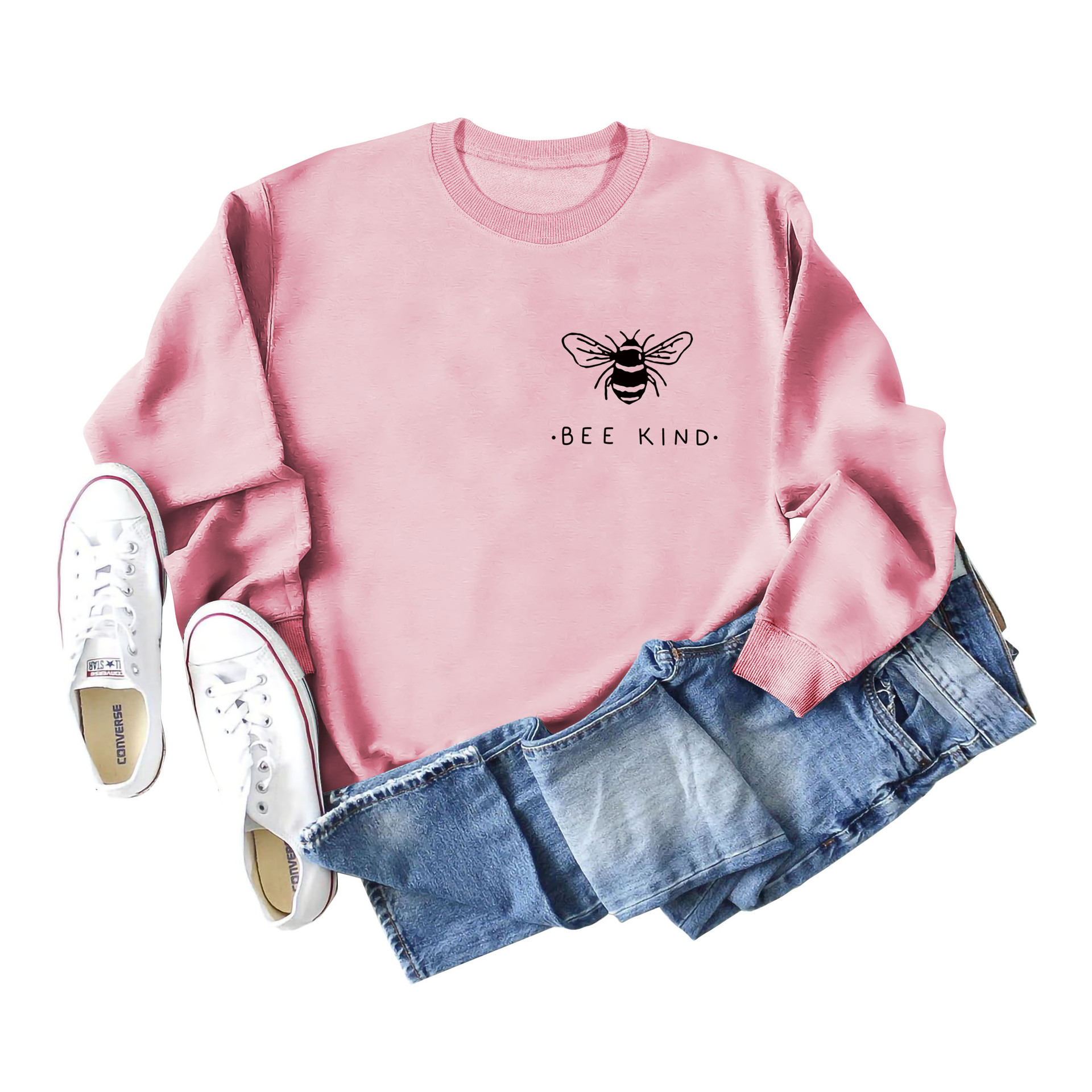 Estación independiente transfronteriza europea y americana abeja tipo cuello redondo Otoño e Invierno bottoming manga larga eBay más tamaño suéter para las mujeres