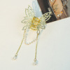 Hairgrip, metal big crab pin with tassels, shark, hair accessory, 2023 collection, flowered